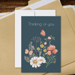 Thinking of You Botanical Wildflower Flower Boho Thank You Card