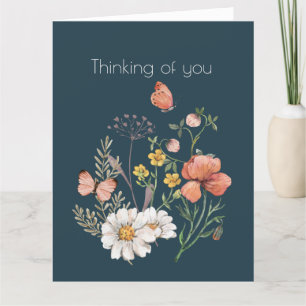 Thinking of You Botanical Wildflower Flower Boho Thank You Card
