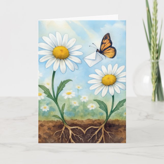 Thinking of You Butterfly Delivering Mail Card (Front)