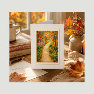 Thinking of You Card Autumn Path Art Note Card