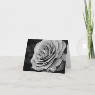 Thinking Of You Card - Black and White Rose