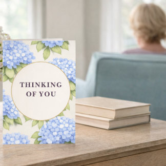Thinking of You Card Blue Hydrangea Floral