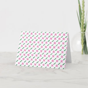 Thinking of you card, pink flowers green leaves card