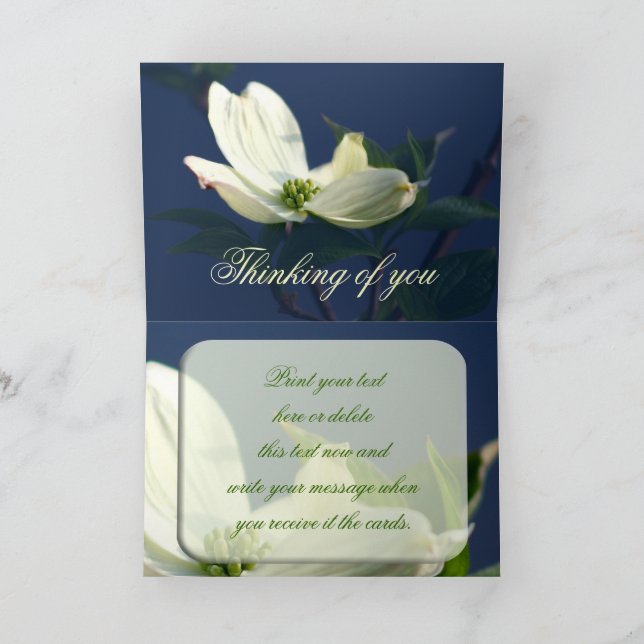 Thinking of You Card Pretty Dogwood Flower Photo (Inside)