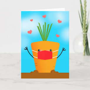 Thinking of You Carrot in Coronavirus Face Mask Holiday Card