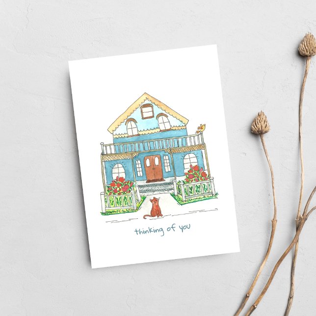 Thinking of You Cat and Home Card (Creator Uploaded)