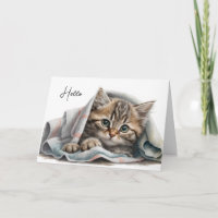 Thinking of You Cat in Blanket