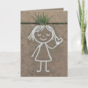 Thinking of You Chalk Art Girl With a Heart Card