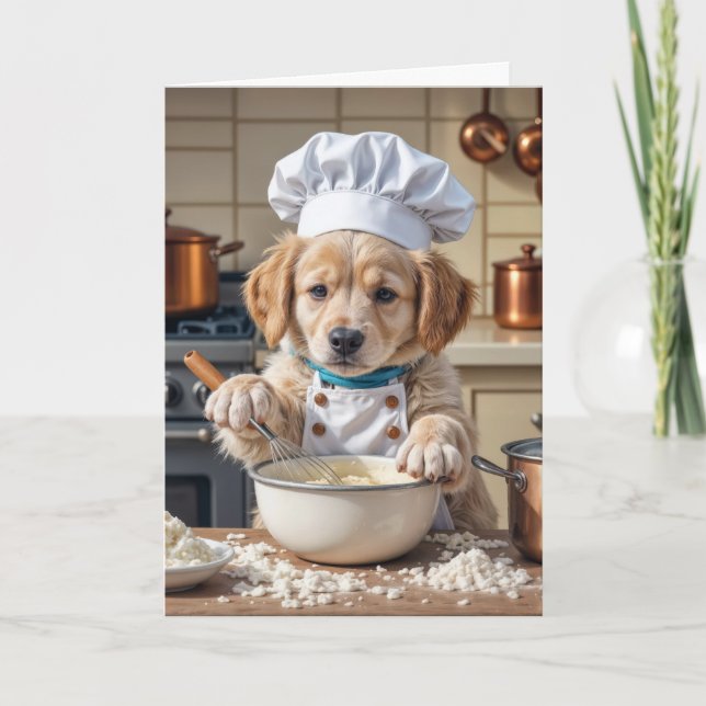 Thinking of You Chef Golden Retriever Puppy  Card (Front)