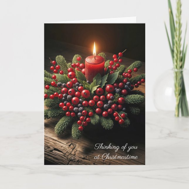 Thinking of You Christmas Berries Holiday Card (Front)