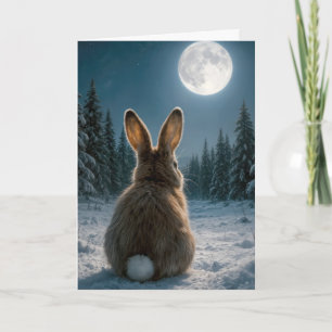Thinking of you Cottontail Rabbit In Moonlight Card