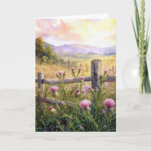 Thinking of You Country Pink Thistles Card