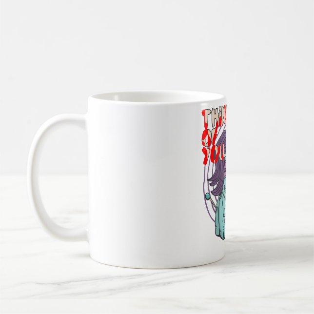 Thinking of You Creepy Cute Doll Design Coffee Mug (Left)