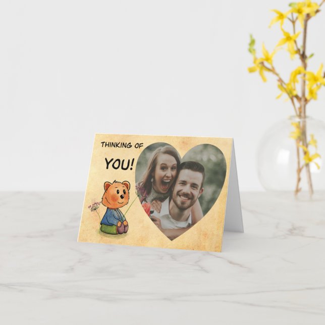 Thinking of you, customize photo! card (Yellow Flower)