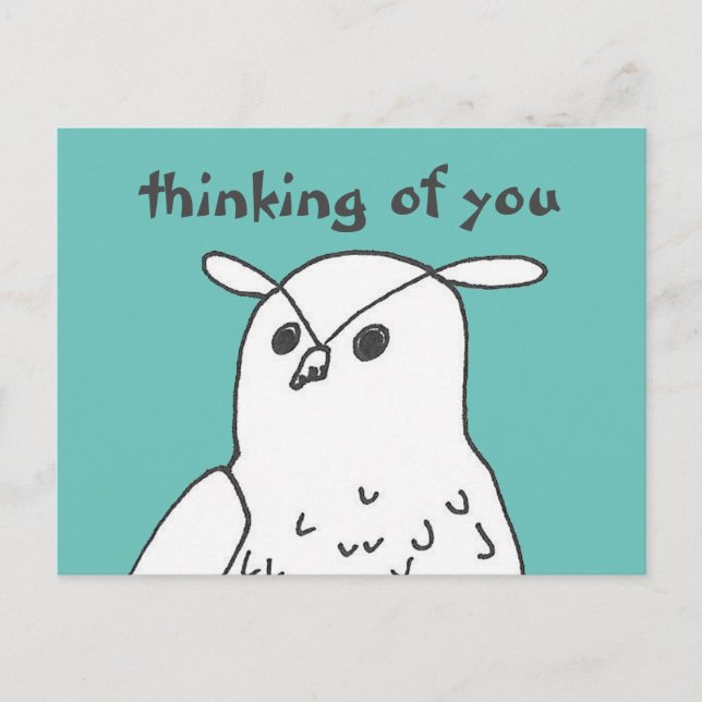 Thinking of You Cute Owl Postcard (Front)