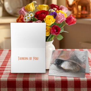 Thinking of You Cute Siamese and Blanket Sketch Card