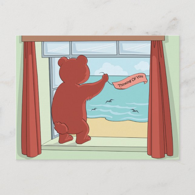 Thinking of You Cute Teddy Bear Missing You Art Postcard (Front)
