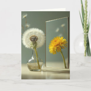 Thinking of You Dandelion Reflection In a Mirror Card