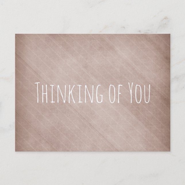 Thinking of You Diagonal Brown Grunge Stripes Postcard (Front)