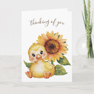Thinking of You Duckling and Sunflower Card
