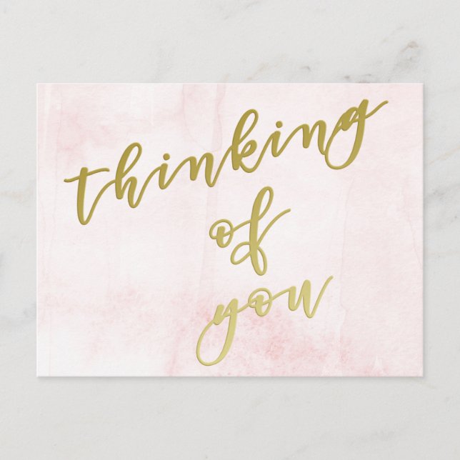 Thinking of you | Faux Gold Script Postcard (Front)