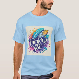 Thinking Of You Feathers Design Mens Tshirt