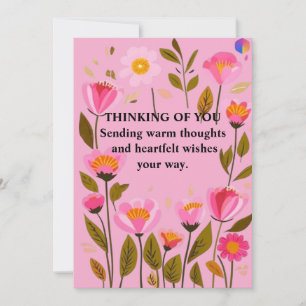 Thinking of You Floral Greeting Card Pink Wildfl
