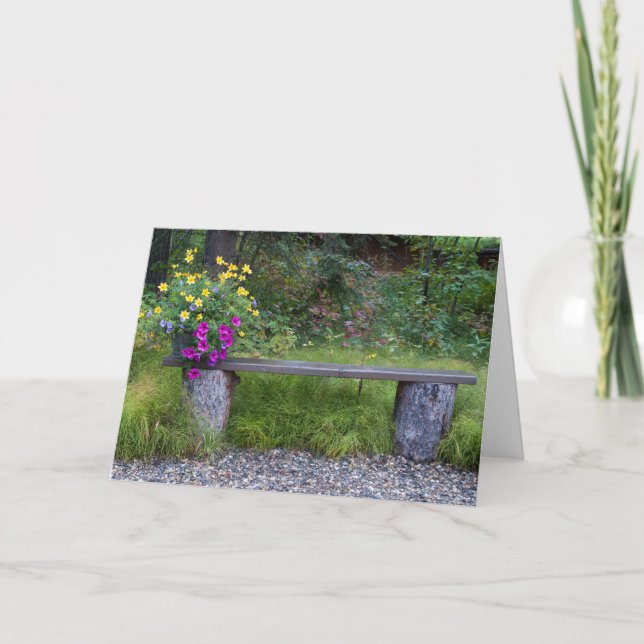 Thinking of You Florals Bench Rustic Scenery Card (Front)