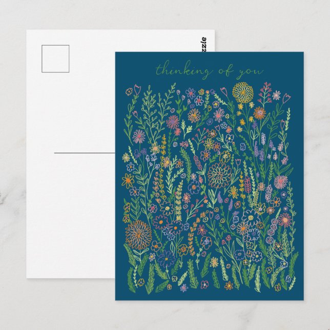 Thinking of You Flowers Fields Meadow Floral  Postcard (Front/Back)