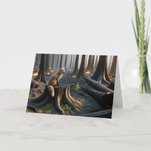 Thinking of You Fox In Burned Forest Card