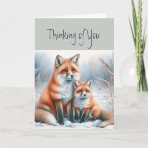 Thinking of You Foxes Animal Wildlife Nature Art Card