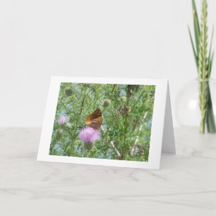Thinking of You, Friend,Butterfly & Thistle Flower Card