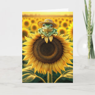 Thinking of You Frog On a Sunflower Card