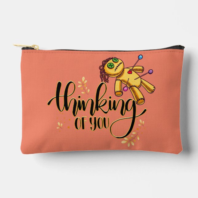 Thinking of You Funny Halloween Voodoo Doll Accessory Pouch (Front)