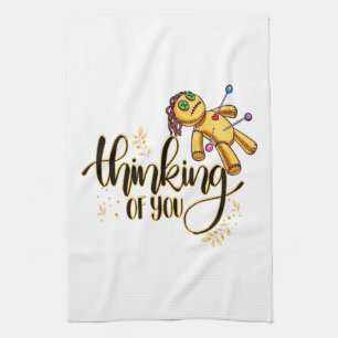 Thinking of You Funny Halloween Voodoo Doll Kitchen Towel
