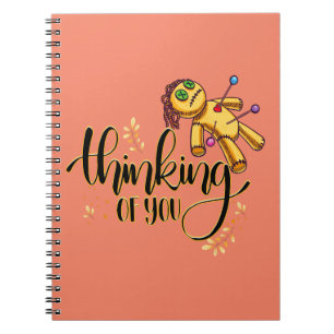 Thinking of You Funny Halloween Voodoo Doll Notebook