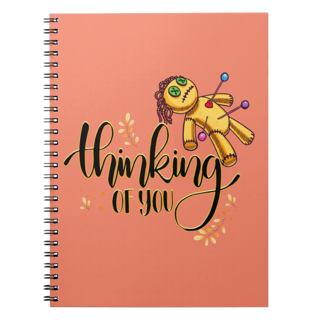 Thinking of You Funny Halloween Voodoo Doll Notebook (Front)