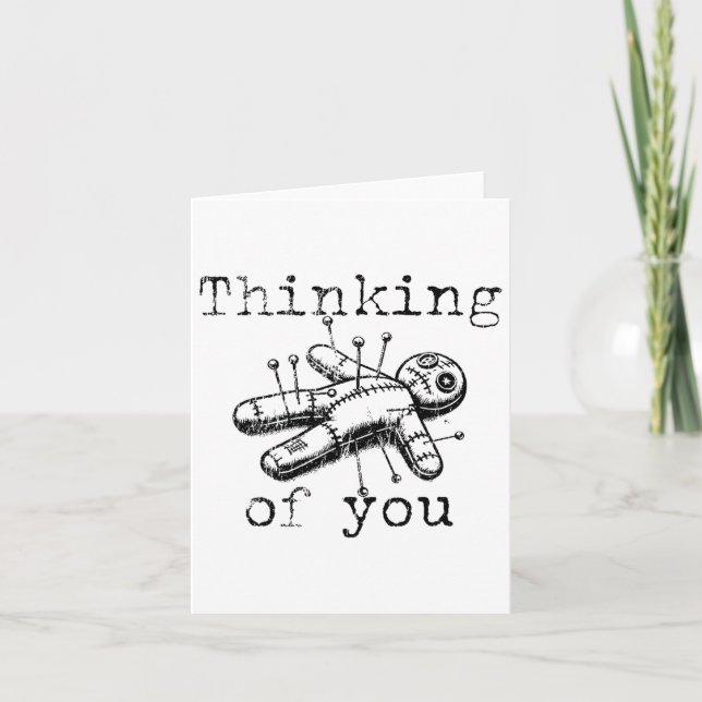 Thinking Of You Funny Vintage Voodoo Doll  Card (Front)