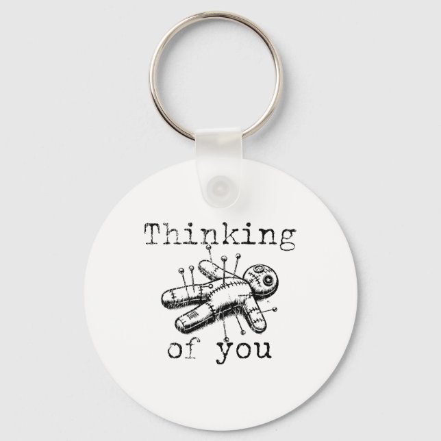 Thinking Of You Funny Vintage Voodoo Doll  Keychain (Front)