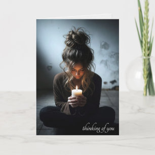 Thinking of You Girl in a Dark Room Card