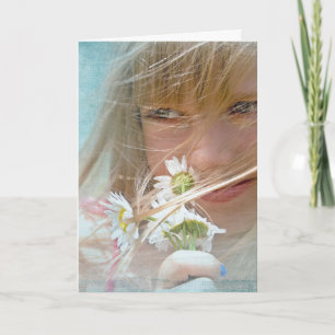 Thinking of You Girl with Daisies  Card