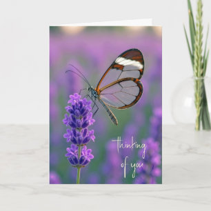 Thinking of You Glasswing Butterfly On Lavender Card