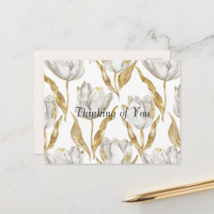 Thinking of You Gold White Tulip Flowers Postcard