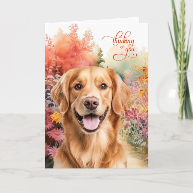 Thinking of You Golden Retriever Dog Garden Path Card (Front)