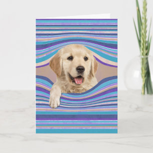 Thinking of You Golden Retriever in Abstract Hole Card