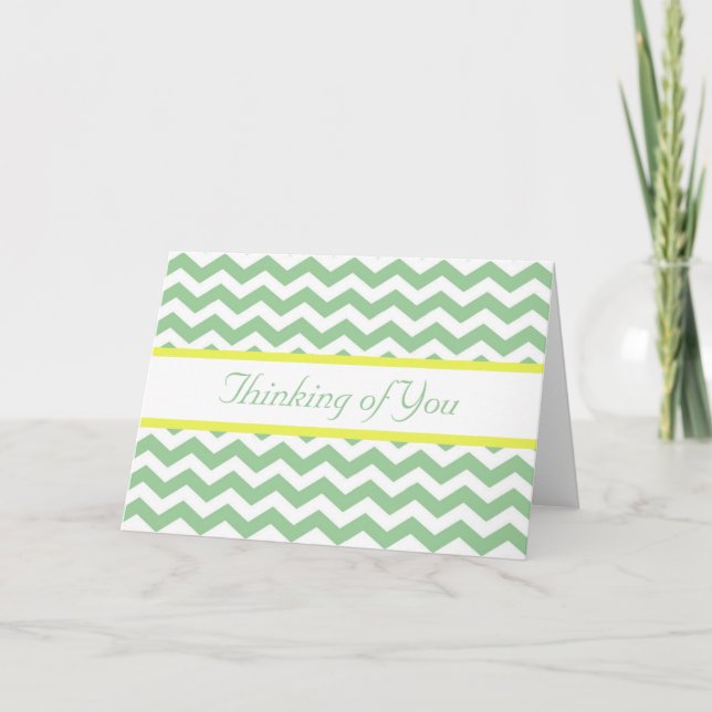 Thinking of you green chevron blank card. card (Front)