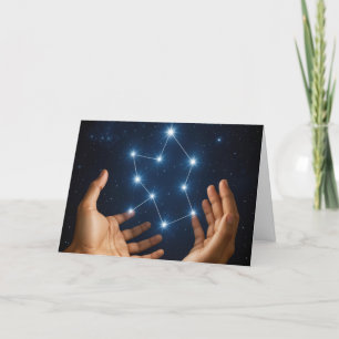 Thinking of You Hands Holding Star Consellation Card
