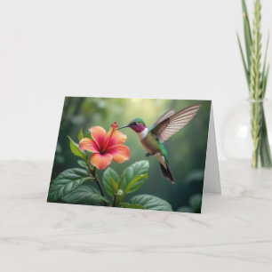 Thinking of You Hummingbird On a Hibiscus Card