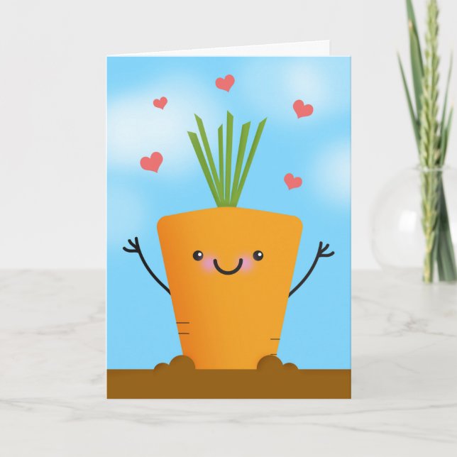 Thinking of You I Care About You Love Carrot Humou Holiday Card (Front)