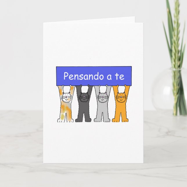 Thinking of You in Italian Cartoon Cats Card (Front)